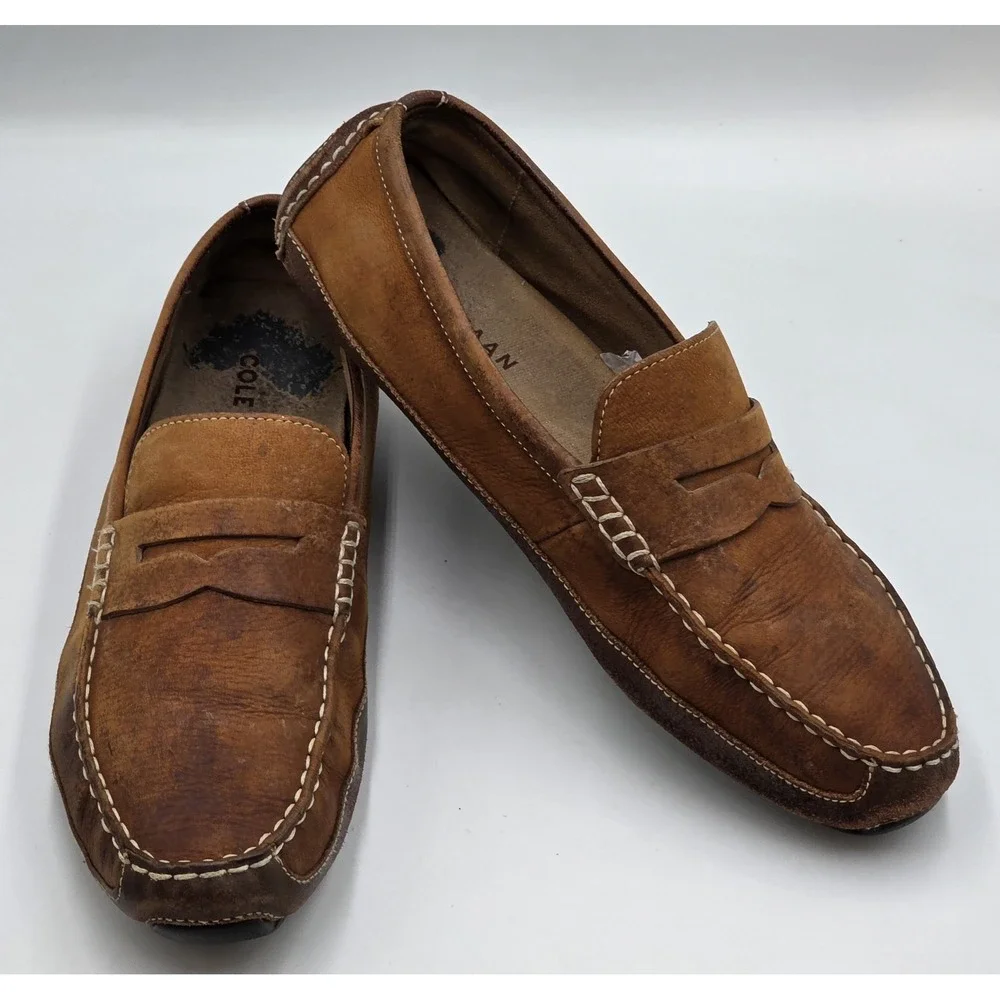 Cole Haan Women's‎ Trillby Driving Shoes  Distressed Brown Leather Sz 10.5M
